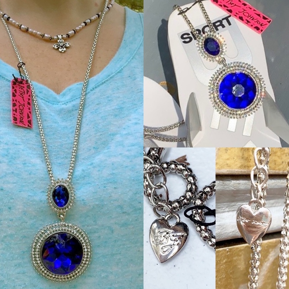 Betsey Johnson Brilliant Blue 2 Stone Necklace